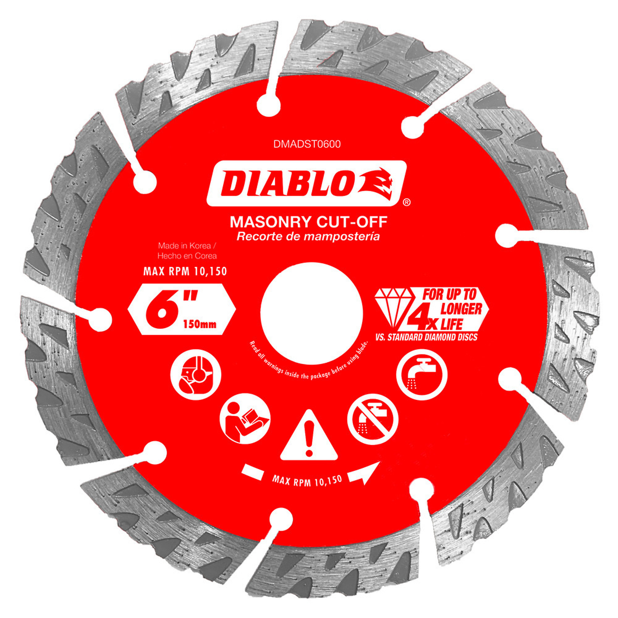 Diablo Tools, 6in. Diamond Segmented Turbo Masonry Cut-Off Blade, Blade Diameter 6 in, Model# DMADST0600